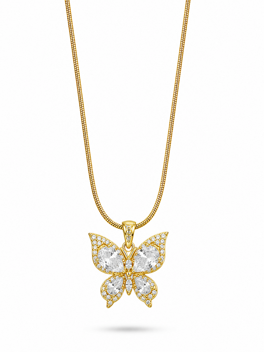 Şeffaf Taşlı Kelebek Kolye