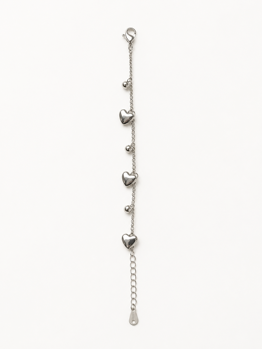 Gümüş Renk Zincir Bileklik, Küçük Kalp Sallantıları